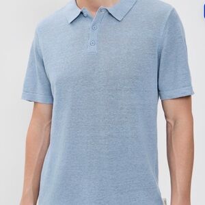 Onia Baby Blue Linen Short-Sleeve Polo